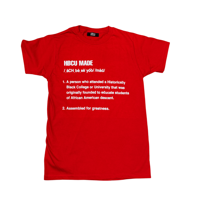 Red HBCU MADE Definition T-shirt with White Writing (unisex)