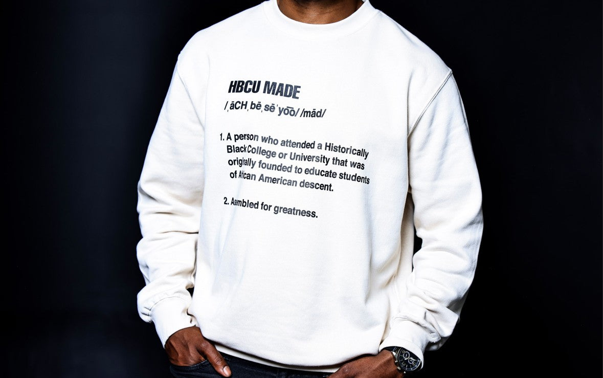 Cream HBCU MADE Definition Sweatshirt with Black Writing (unisex)