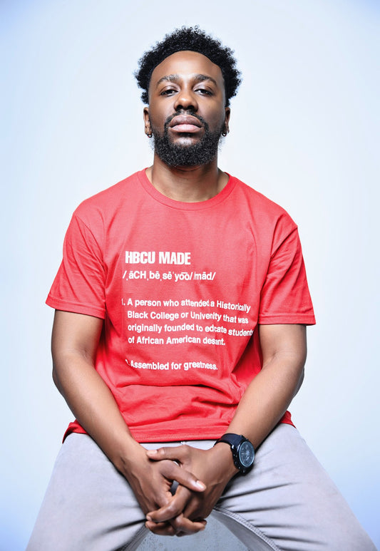 Red HBCU MADE Definition T-shirt with White Writing (unisex)