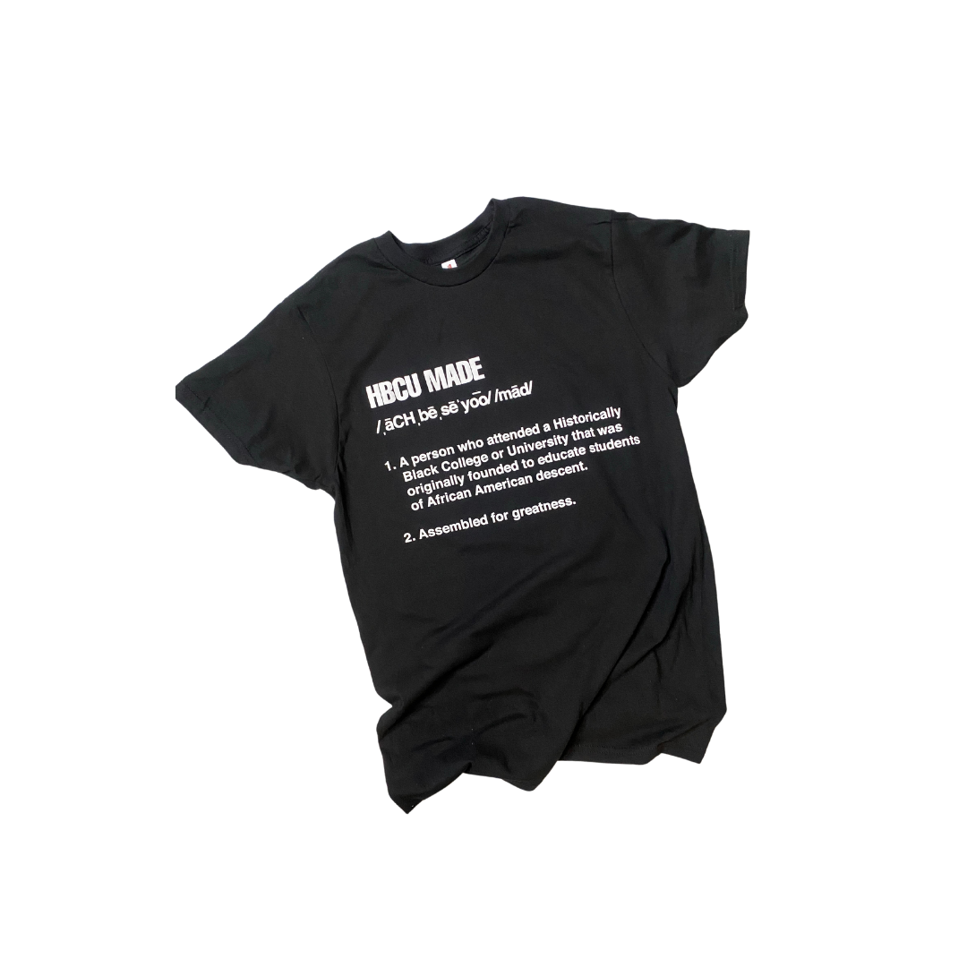 Black HBCU MADE Definition T-shirt with White Writing (Unisex)