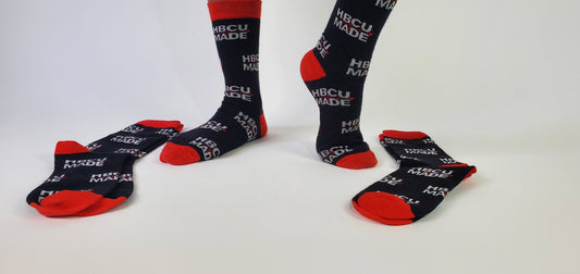 HBCU MADE - Socks shown on person.